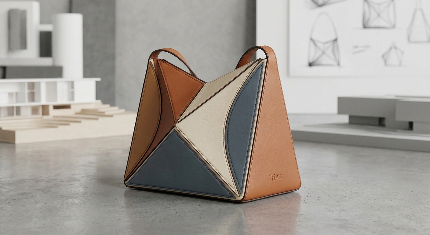 Geometric structured handbags - Case Study: The TriArc Handbag, A Geometric Tribute to Contemporary Design