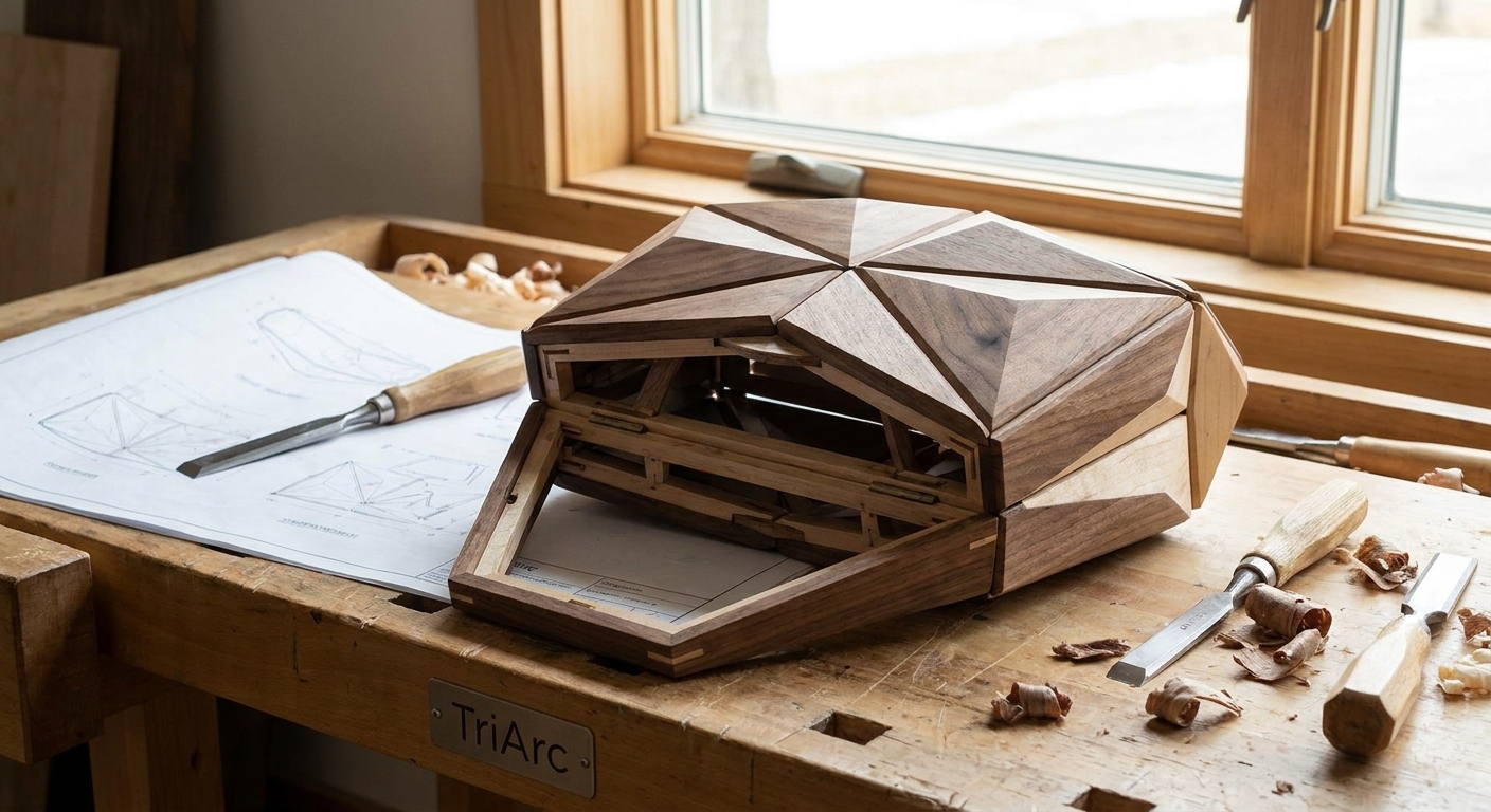 Geometric wooden handbag - The Art of Construction: An Inside Look at the TriArc's Creation