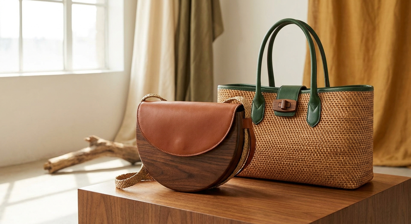 Deamores handcrafted sustainable luxury bags of wood and leather.